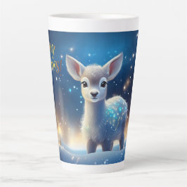 Caneca De Café Latte Bebê Reindeer com Feliz Saudação de Natal