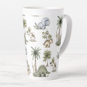 Caneca De Café Latte Bebês Dinossauros em Aquarela Fofos