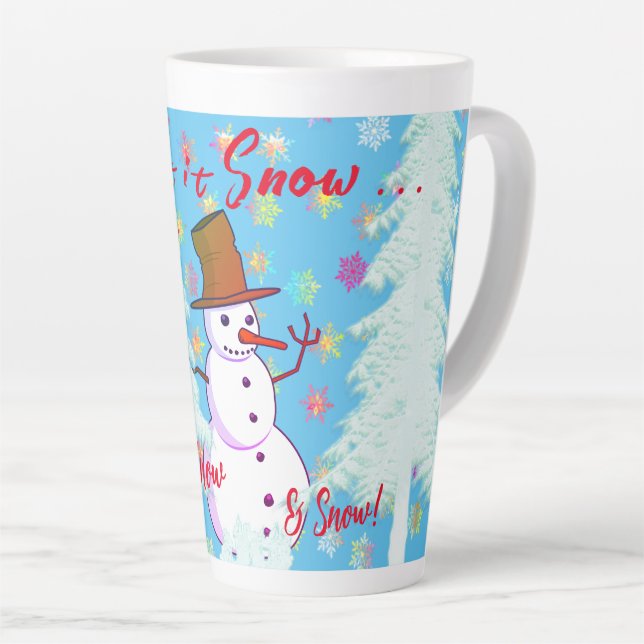 Caneca De Café Latte Bebida Quente no Dia da Neve (Ângulo direito)