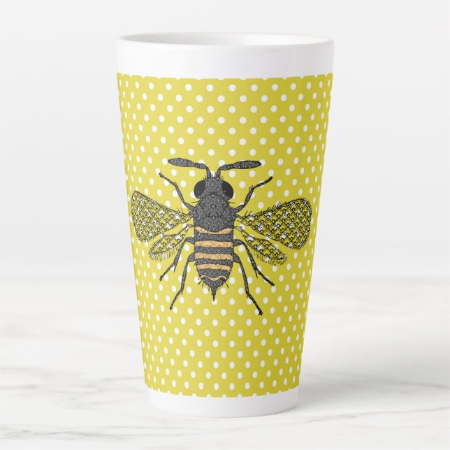 Caneca De Café Latte BEES e Honeycomb - Salvar as Abelhas (Frente)