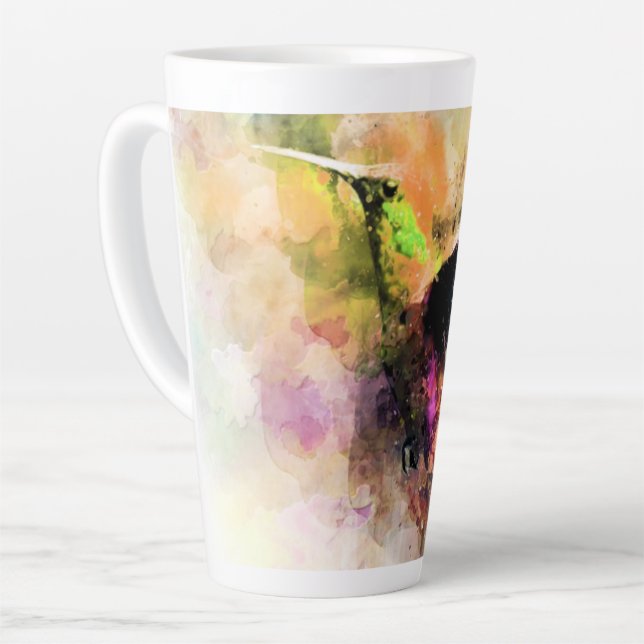 Caneca De Café Latte Beija-flor aquarela  (Ângulo esquerdo)