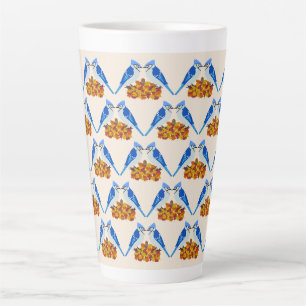 Caneca De Café Latte Beijar o Casamento outono de baías azuis com padrã