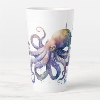 Caneca De Café Latte Bela aquarela Octopus