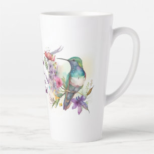 Caneca De Café Latte Bela ave e flores