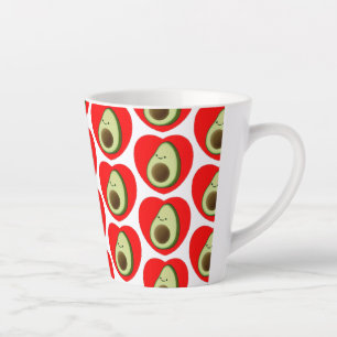 Caneca De Café Latte Bela Caricatura De Avocado No Coração Vermelho 