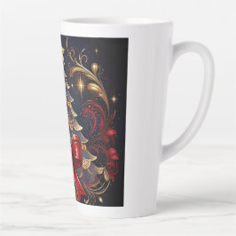 Caneca De Café Latte Bela Design de Friso Vermelho de Árvore de Natal