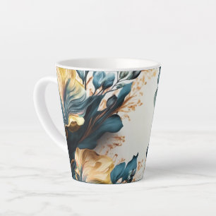 Caneca De Café Latte Bela floral em aquarela