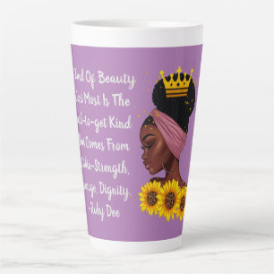 Caneca De Café Latte Bela Menina Negra Dentro da Cotação Empoderadora