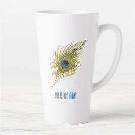 Caneca De Café Latte Bela pena de pavão
