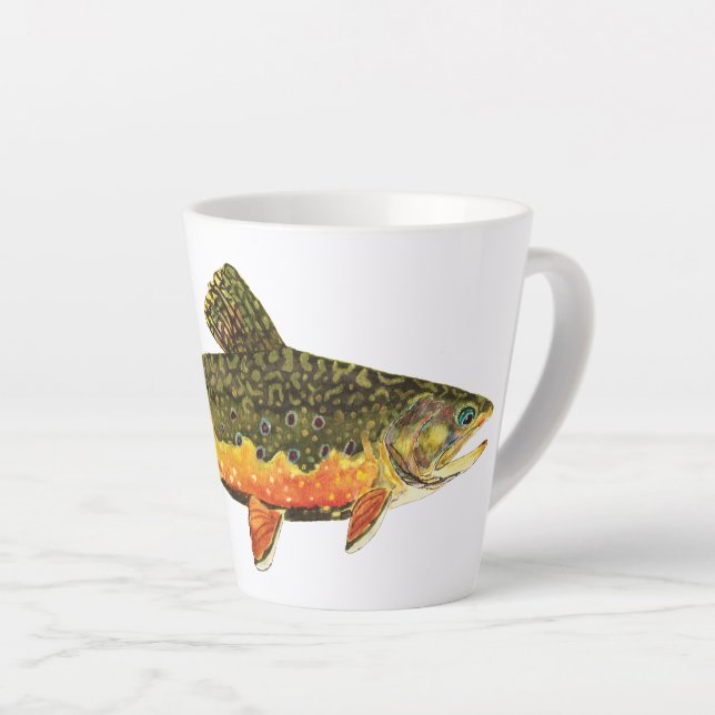 Caneca De Café Latte Bela pesca de moscas com panelas (Ângulo direito)