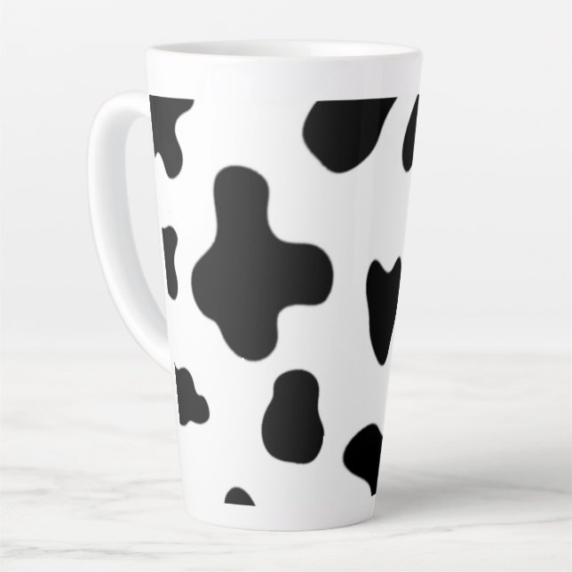 Caneca De Café Latte Bela Vaca Branca e Negra Moderna (Ângulo esquerdo)
