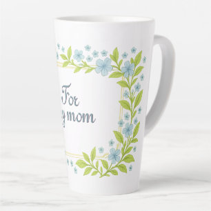 Caneca De Café Latte Belas flores azuis para o Dia das Mães