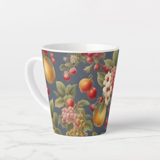 Caneca De Café Latte Belas Frutas e Flores. Estilo francês (Ângulo esquerdo)