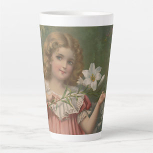 Caneca De Café Latte Belezas da Páscoa, Ilustração Vintage, 1898