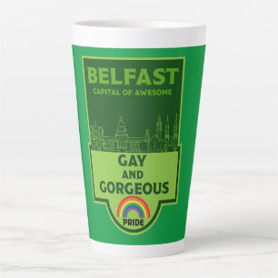 Caneca De Café Latte Belfast Orgulho gay - Brighton Ireland LGBT -
