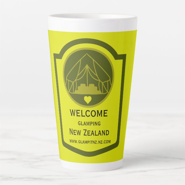 Caneca De Café Latte Bell Tent Glamping Business (Frente)