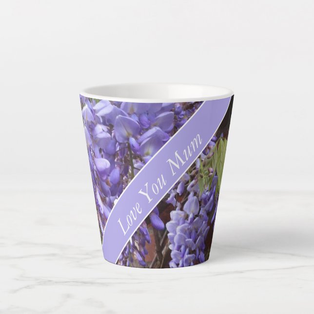 Caneca De Café Latte Belo Dia de as mães de Wisteria editável (Frente)