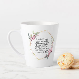 Caneca De Café Latte Belo Flor Salmo 91 Latte Mug