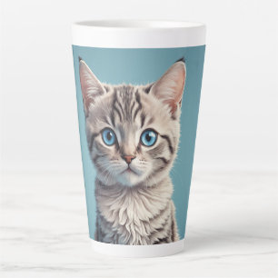 Caneca De Café Latte Belo gatinho cinza tabby
