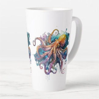 Caneca De Café Latte Belo Octopus De Aquarela