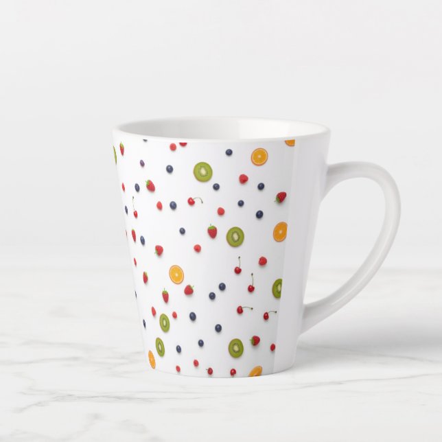 Caneca De Café Latte Belo padrão de Mini Frutas (Direita)