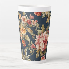 Caneca De Café Latte Belo Padrão Floral Italiano