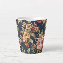 Caneca De Café Latte Belo Padrão Floral Italiano