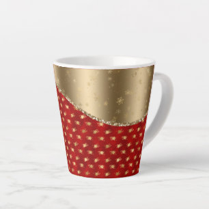 Caneca De Café Latte Belo Padrão Floral Vermelho Profundo com Faixa Do