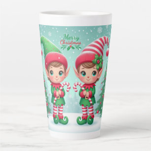 Caneca De Café Latte Belos elfos de Natal