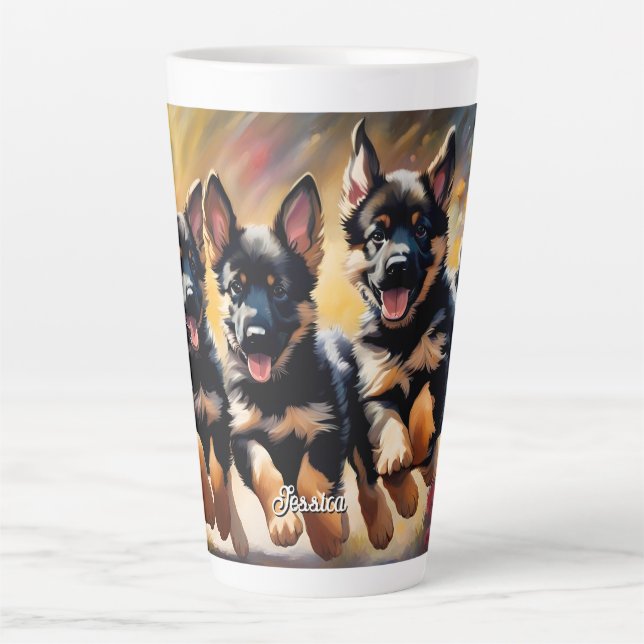 Caneca De Café Latte Belos German shepherd (Frente)