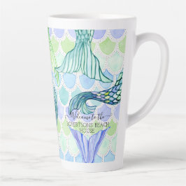 Caneca De Café Latte Bem-vinda Família Sereid Tail Fish Scale Beach Hom