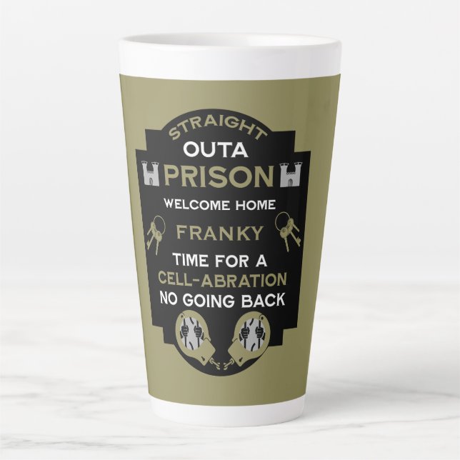 Caneca De Café Latte Bem-vindo ao lar da prisão (Frente)