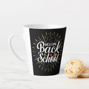 Caneca De Café Latte Bem-vindo de Volta à Escola Primeiro Dia de Aula