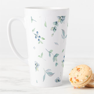 Caneca De Café Latte Berries Christmas Winter Greens Elegante Bonito