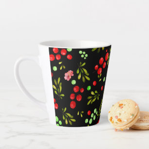 Caneca De Café Latte Berries Pattern