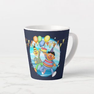Caneca De Café Latte Bert e Ernie Birthday Balloons