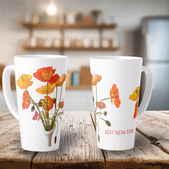 Caneca De Café Latte Best Mom Ever Mother's Day Bright Poppy Gift Large (Criador carregado)