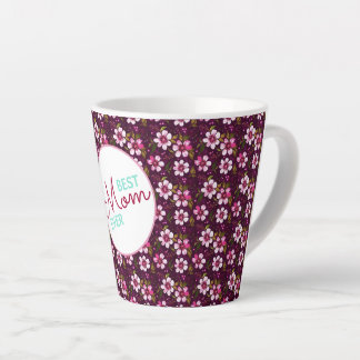 Caneca De Café Latte Best Mom Ever Personalized Wine and Pink Floral