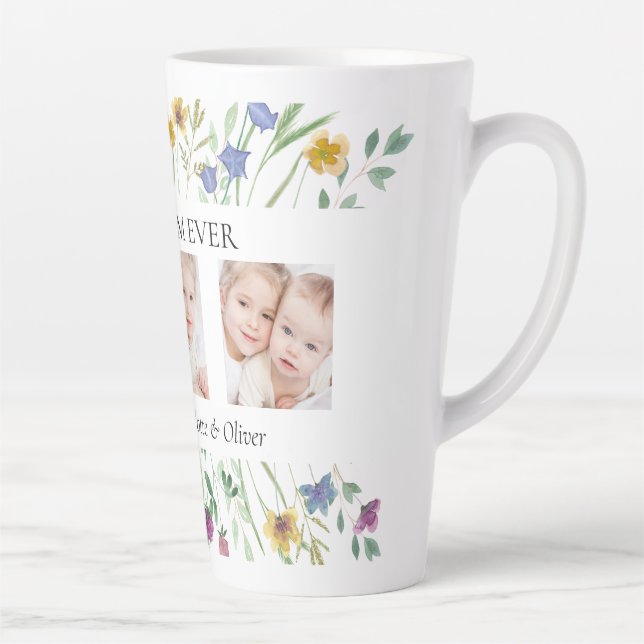 Caneca De Café Latte Best Mom Ever Wildflower Photo Mother's Day  (Direita)