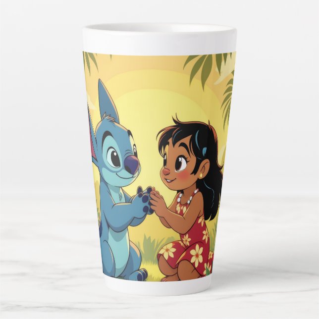 Caneca De Café Latte Beste Freunde fürs Leben – Lilo & Stitch   (Frente)