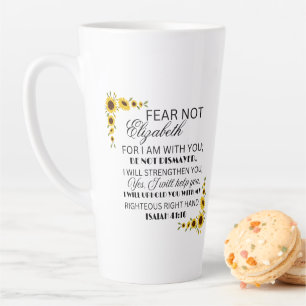 Caneca De Café Latte Bíblia Favorita Verse Isaiah 41:10 Girassol