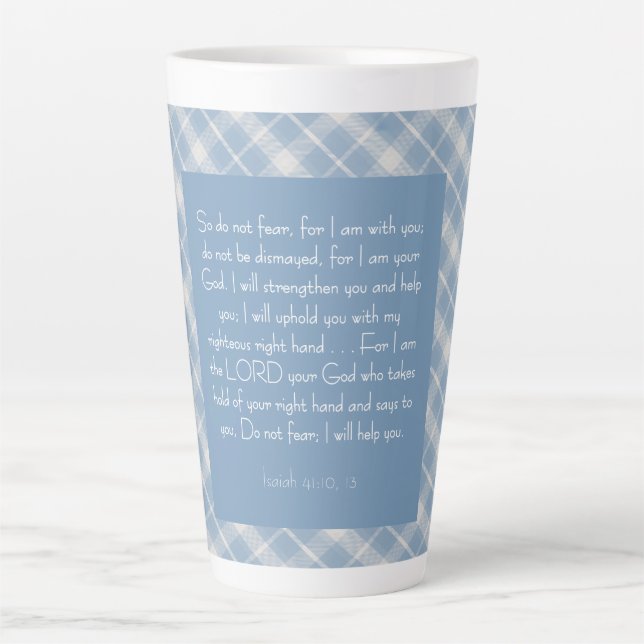 Caneca De Café Latte Bíblia Personalizável Verse Isaiah 41:10, 13 (Frente)