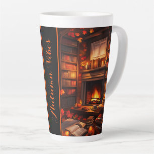 Caneca De Café Latte Biblioteca Cozy Autumn
