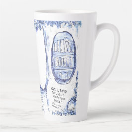 Caneca De Café Latte Biblioteca Owl