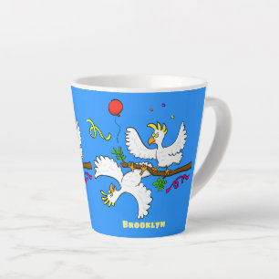 Caneca De Café Latte Bicatuta de pássaros engraçados