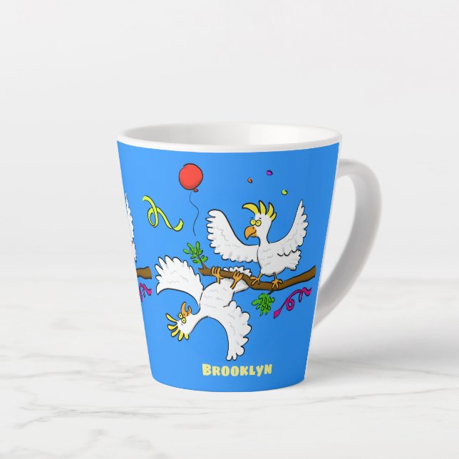 Caneca De Café Latte Bicatuta de pássaros engraçados (Ângulo direito)
