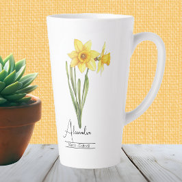 Caneca De Café Latte Bicho Mês Flor Marcha Daffodil Latte Mug