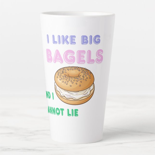 Caneca De Café Latte Big Bagels Funny Breakfast Shirt (Frente)