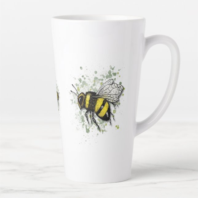 Caneca De Café Latte Big Beautiful Bumble BEE, Digital Drawing (Direita)