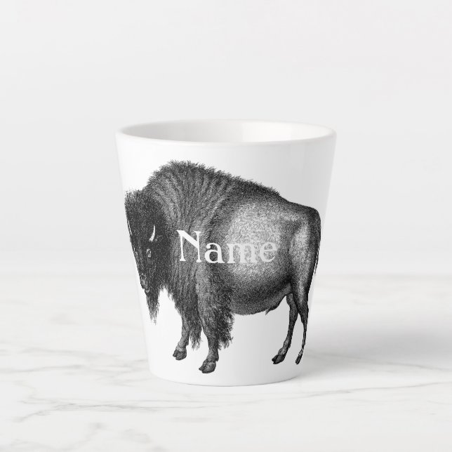Caneca De Café Latte Big Bison Buffalo Thunder_Cove (Frente)